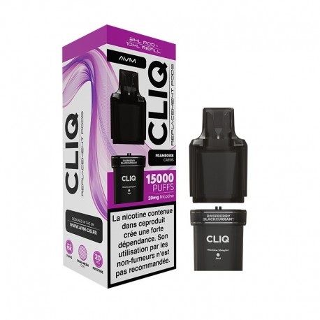 Cartucho Cliq 15000 puffs - Raspberry Blackcurrant 20mg - AVM