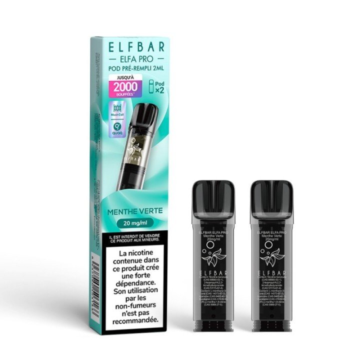 Elfbar ELFA Pro Cartridge Green Mint – 2 vnt.